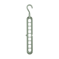 Our signature 9-hook space hanger in a muted sage green. Holds up to 9 garments in the space of one, with a 360° rotating head for any closet configuration.